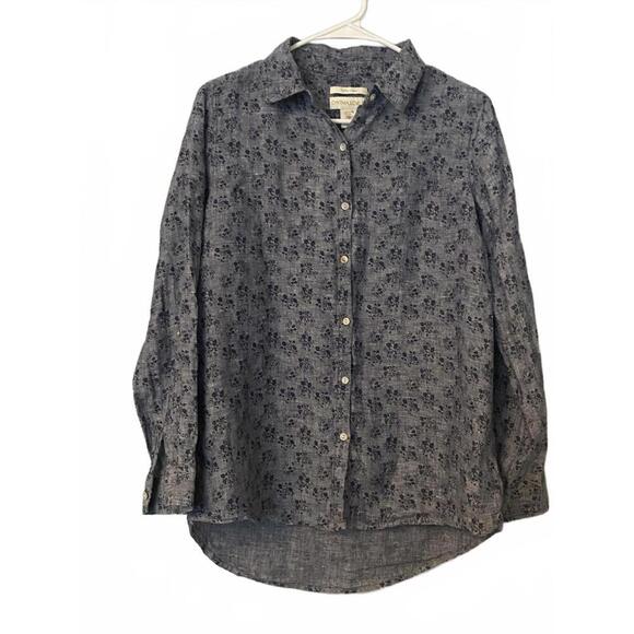 Cynthia Rowley Floral Linen Button-Up Shirt - Picture 1 of 9